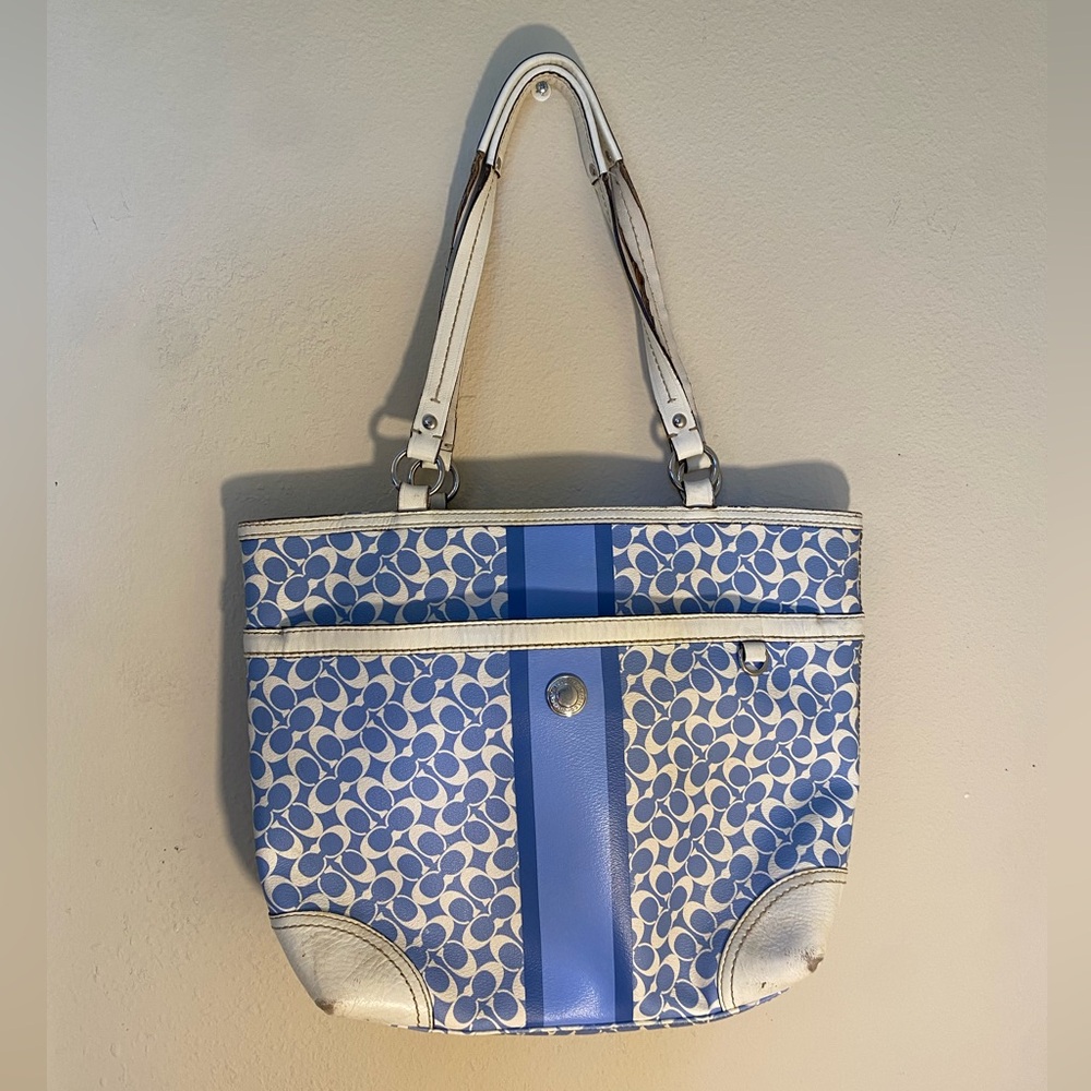 Coach one size Blue and White Chelsea Heritage Bag Pre-Loved
